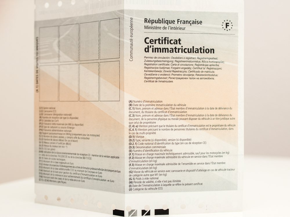 certificat d'immatriculation